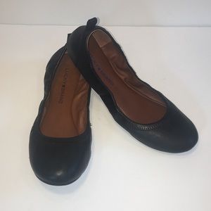Lucky Brand ELEESIA Black Flats Work Leather Sz 8